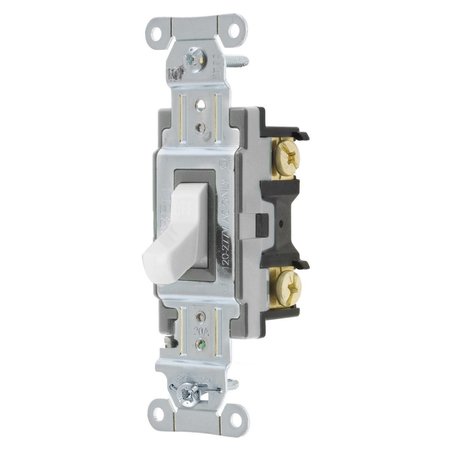 BRYANT Toggle Switch, General Purpose AC, Single Pole, 20A 120/277V AC, Side Wired Only, White CS120BW